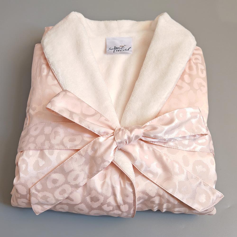 Luxury Leopard Print Satin Bathrobe -