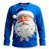 Funny Santa Clause Graphic Men's T-Shirts Fashion Christmas Style Long Sleeve Round Neck Pullovers Festival Family Party Clothes
