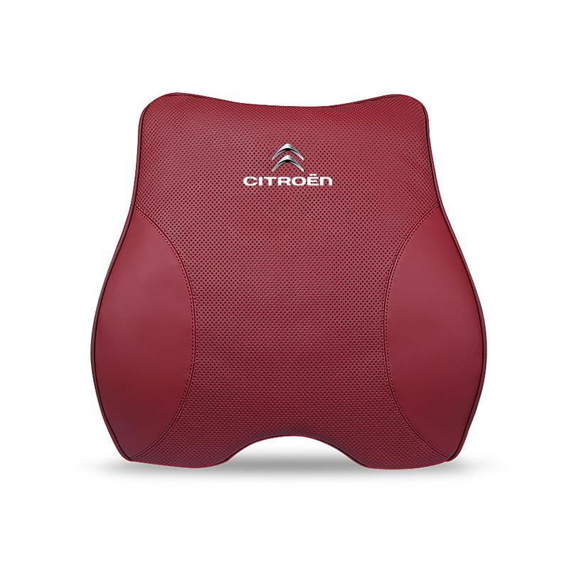 Car Leather Headrest Lumbar Support Neck Pillow Back Cushion For Citroen C5X e-C4 X e-C3 C4 C3 C5 Berlingo C-Elysee Keychain YX3