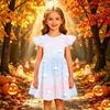 Kids Casual Halloween Printed Sleeve Dress for Party and Holiday