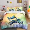 "Motorbike Stunt Artwork Set" Soft Skin-Friendly Bedding Set Includes 1 Duvet Cover And 2 Pillowcase, Gift