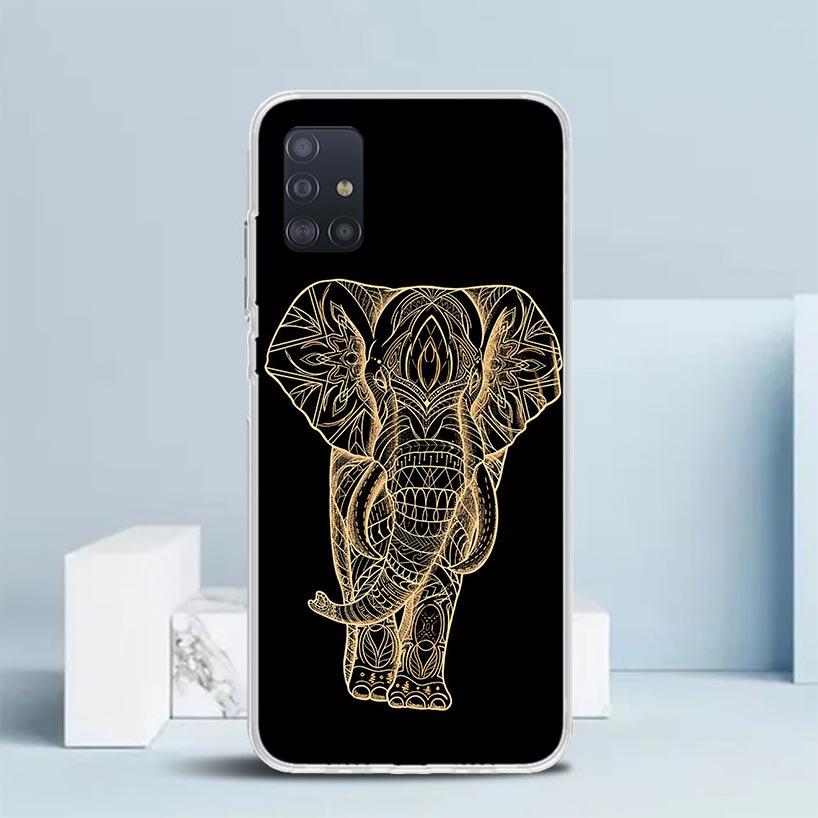 

Elephant Mandala Aztec Soft Cover for Samsung Galaxy A12 A22 A32 A52 A72 A02S Phone Case Note 20 Ultra 10 S10 Plus A51 A71 A50S Samsung A52