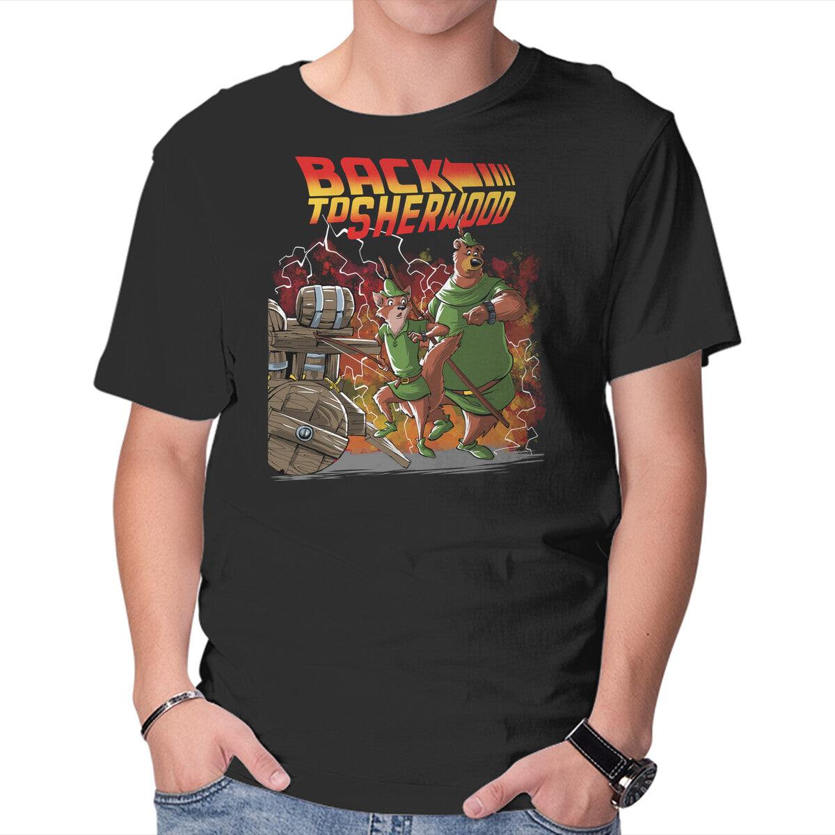 Unisex Crew Neck T-Shirt Back To Sherwood Graphic Short Sleeve Casual Tee XXXXL