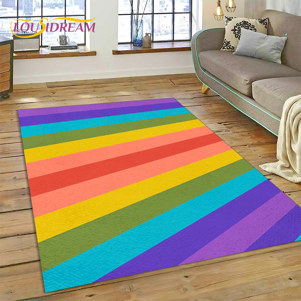 Rainbow 3D Colour Illusion Cartoon Rug Carpet for Living Room Bedroom Home Decor,Floor Mat Non-slip Decoration for Sofa Doormat