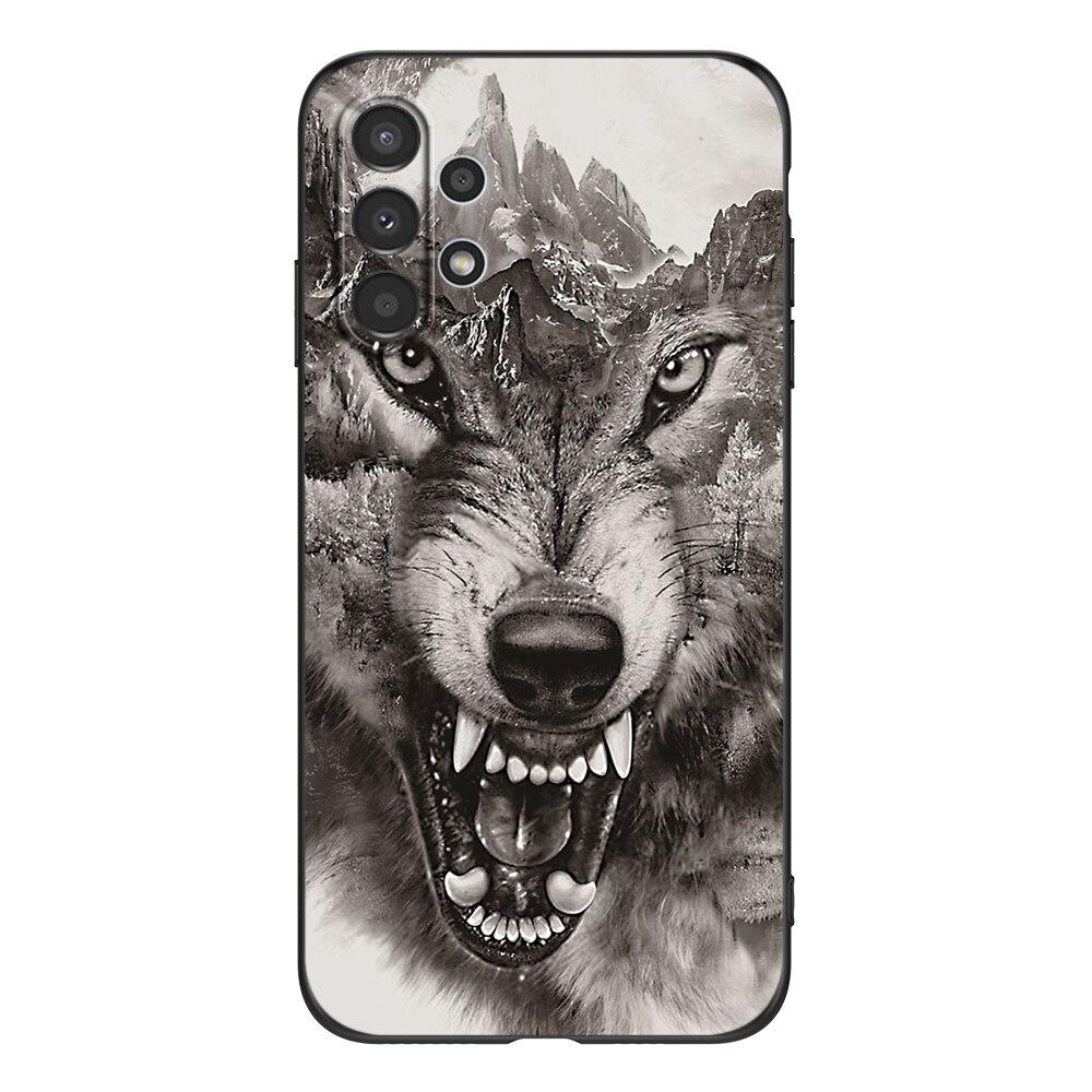 For Samsung A13 5G 4G Case Back Cover For Samsung Galaxy A13 5G 4G LTE Phone Soft Silicon Black Tpu Case Lion Wolf Tiger Dragon