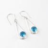 Swiss Blue Topaz Gemstone 925 Sterling Silver Jewelry Handcrafted Earrings 1.76" EE-126-19