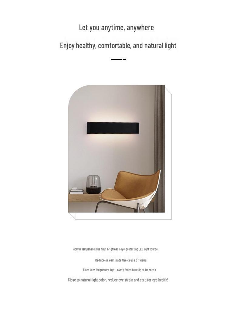 Black LED Wall Lamp: Dimmable Bedside Reading Light for Guest Room and Bedroom