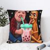 Tung Tung Sahur John Pork Bubble Tea Pillow Case  Square Pillow Cover Fashion Pillowcases For Living Room Sofa