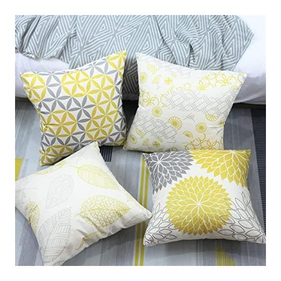 Cushion Cover 45 45 Set of 4 Scandinavian Geometric Pattern Different Pattern Linen Flax Cute Stylish Zipper Modern Home Decoration Car Ornament All
