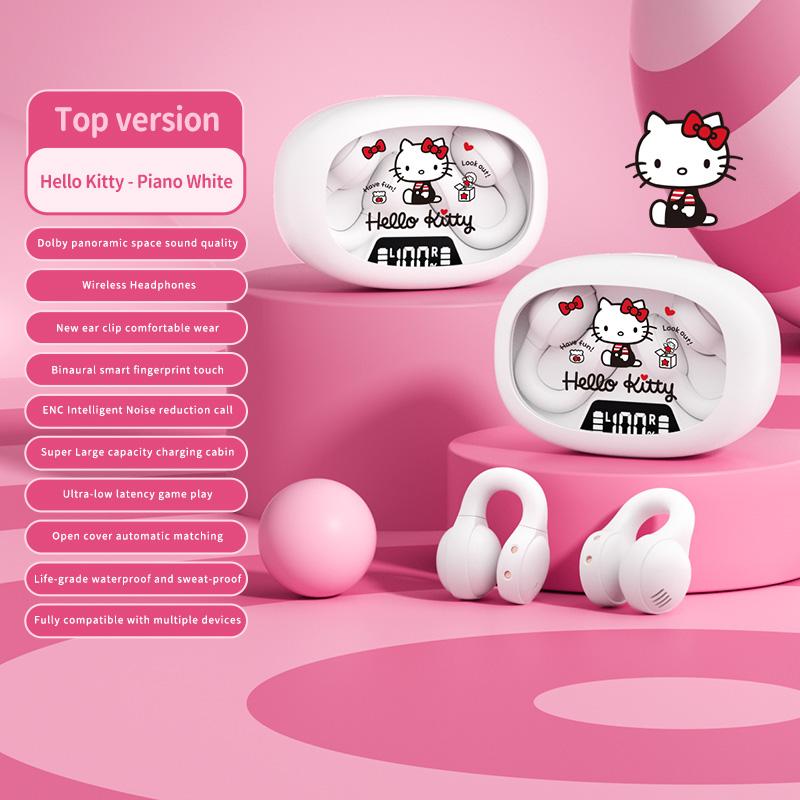 EX53 Trådløse Øreklem-hodetelefoner Tegneseriedesign Smart Digital Skjerm Volumjustering Sikker Passform & Komfort Bluetooth Ørepropper