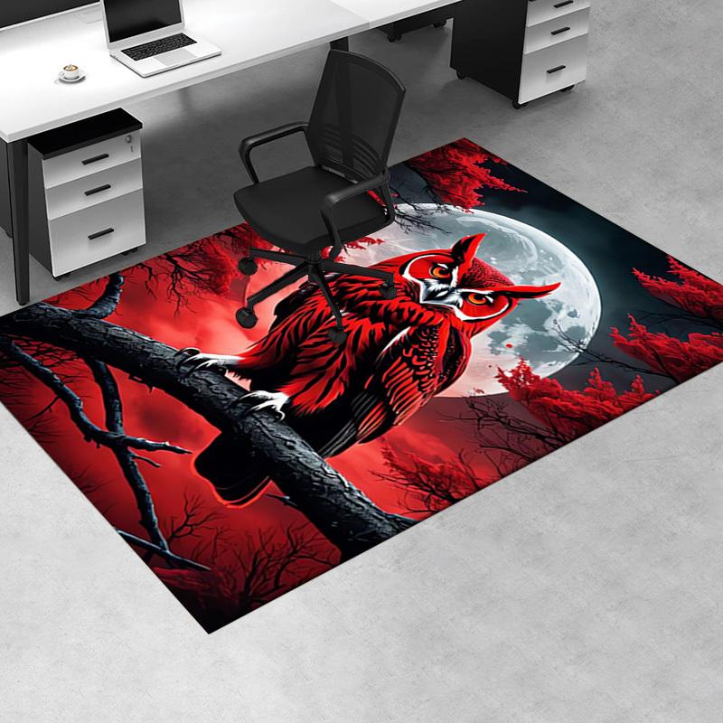 Office Carpet Red Owl Design for Sofa Protection Under Chairs