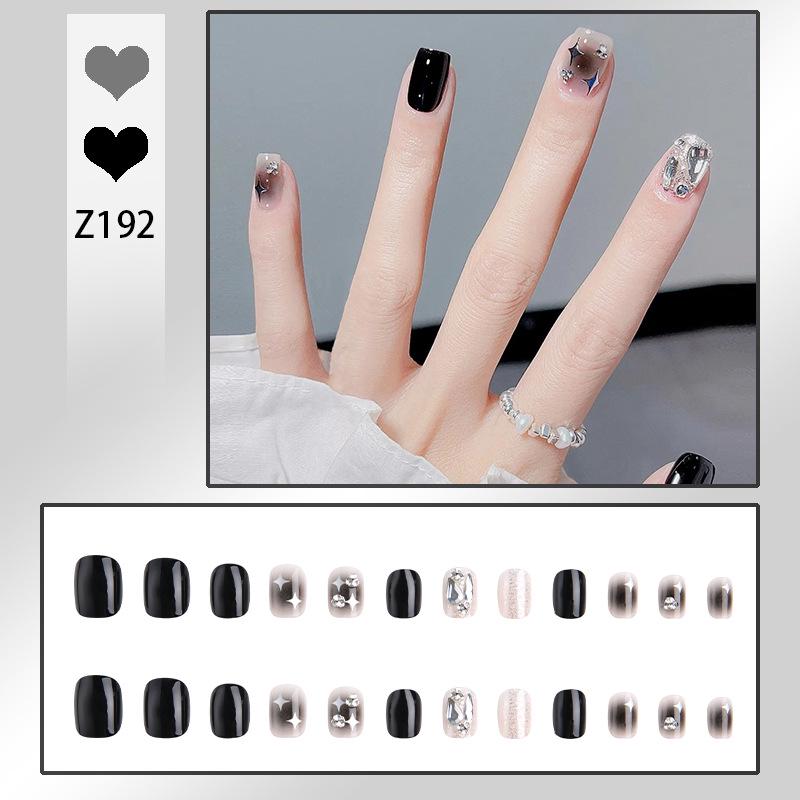 

Handmade Wearable Ombre Galaxy Nail Stickers - Black, Whitening, Removable, 24 Pieces Glue Version
