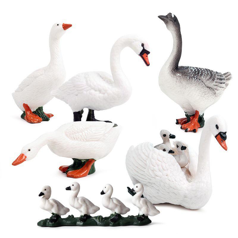 Realistic Farm Animal Models: Big Yellow Duck, Rooster, Turkey, Goose, and Swan