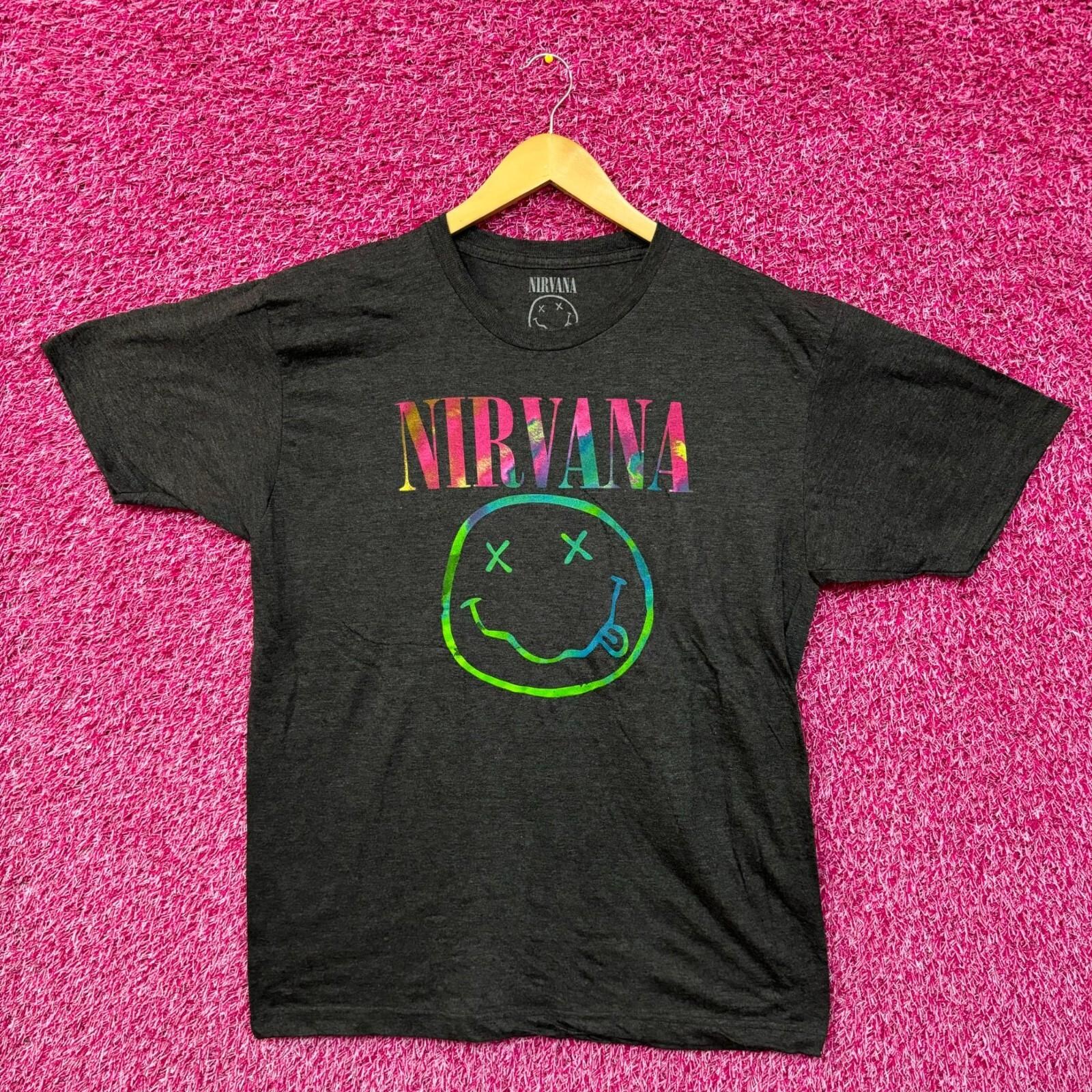 Nirvana Nevermind Dead Eyes Colorburst Smiley Grunge Tee XL M
