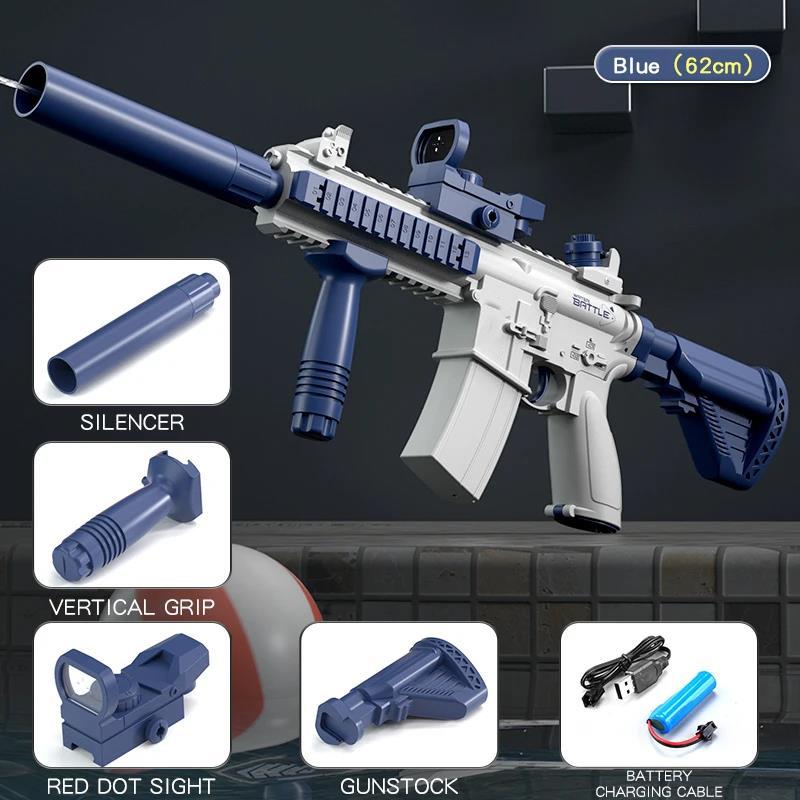 Water Gun Electric M416 Pistol Shooting Lighting Toys Gun Full Automatic Summer Pool Beach Toys for Kids Children Boys Girls Adult with Cool Led Light