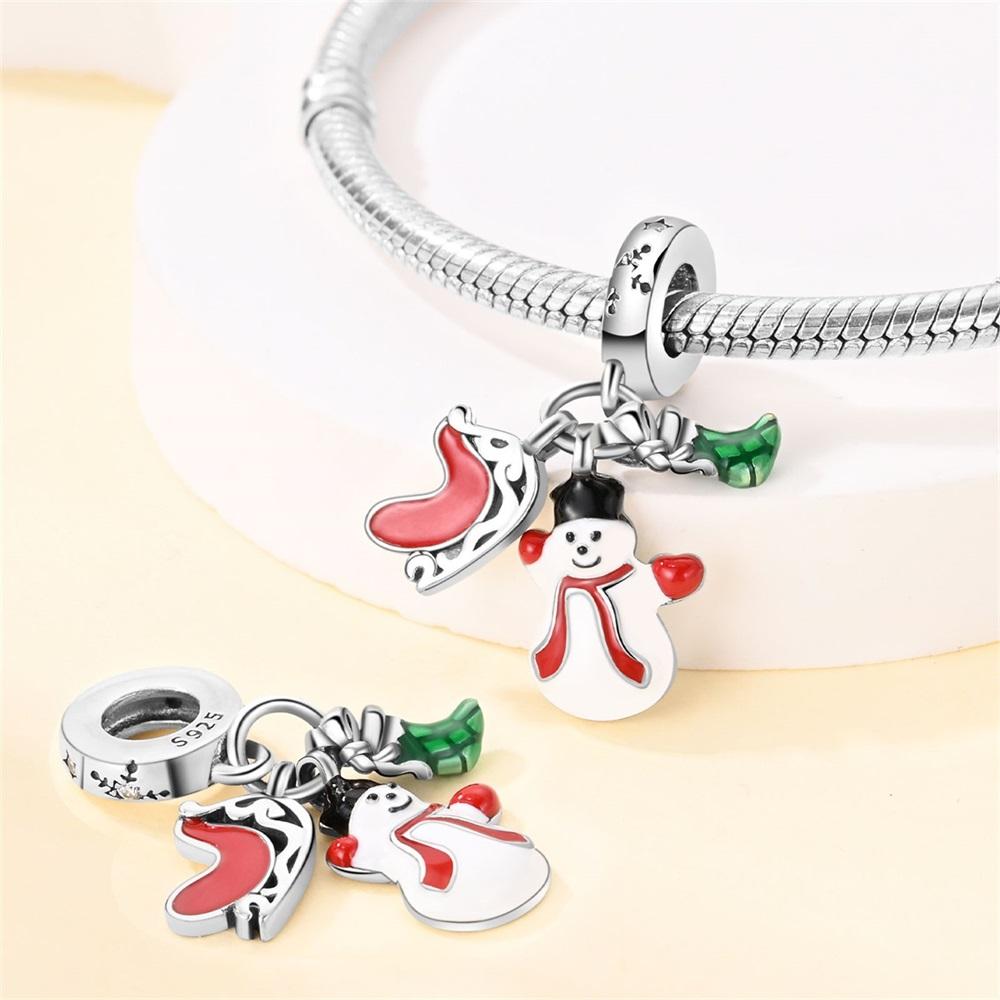 Charm Bead Charms copper Snowman sled socks Pendant Bead Charms Compatible With Charm Bead Charms Plata Authentic Bracelets Bead Charms Women Jeweller