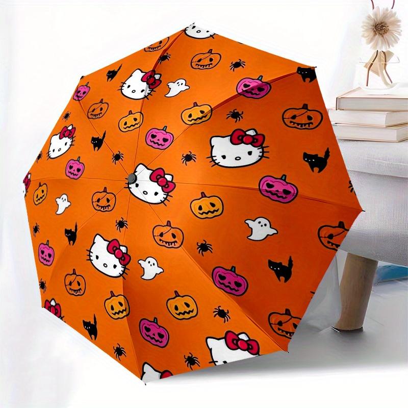 1pc Hello Kitty Halloween PatternUmbrella with Plastic Handle,Suitable for All Seasons Home Travel Outdoor UmbrellaSanlio241