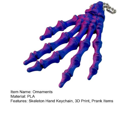 Yousheng Skeleton Hand Keychain, with Hanging Chain 3D Printed Ornament, Movable Joint Design Skull Palm Stress Relief Toy for Halloween