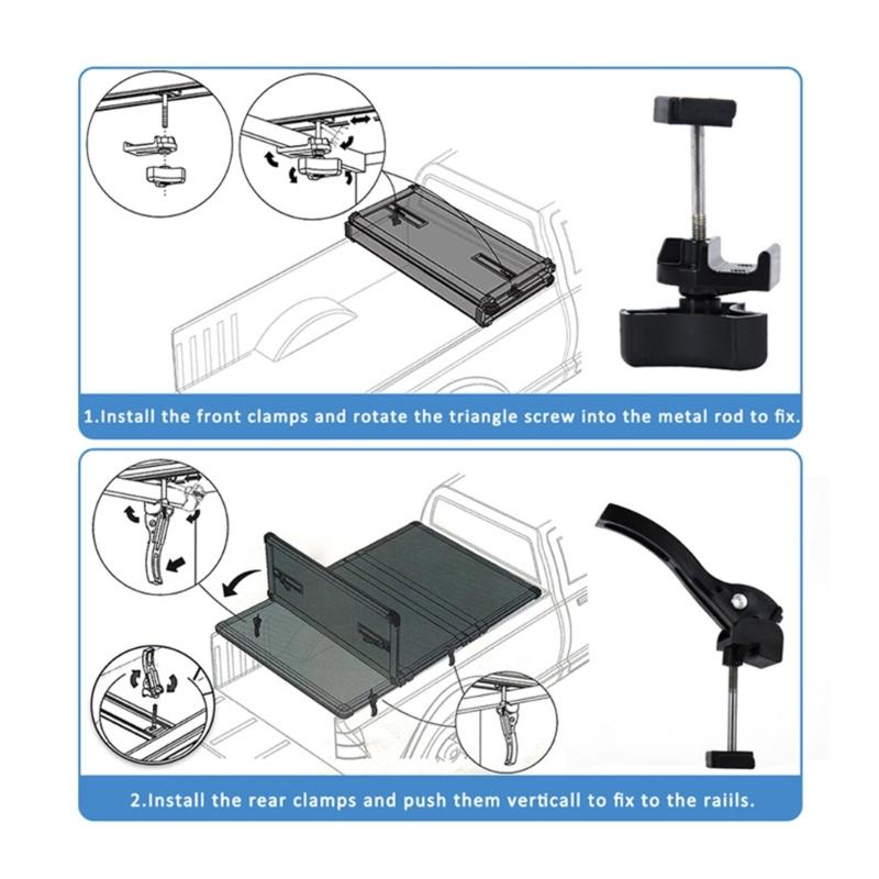 Universal Replacement Part for Hard Tri-fold Tonneau Cover Include T-Bolt, Rear Clamp, Front Clamp Pickup Accessories
