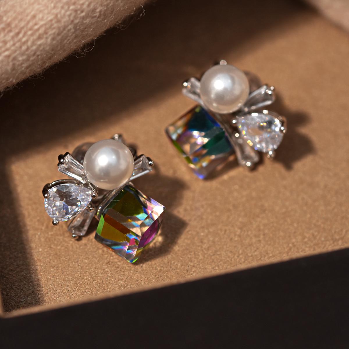 French Zircon Square Pearl Drop Ear Cuff - Elegant & Fashionable Luxury Earrings
