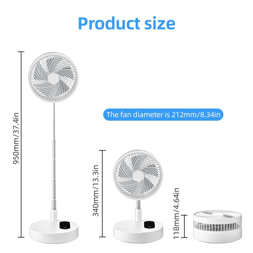 8.3"" Folding Standing Desk Cooling Fan with Remote, Night Light and Touchscreen, Portable Fan