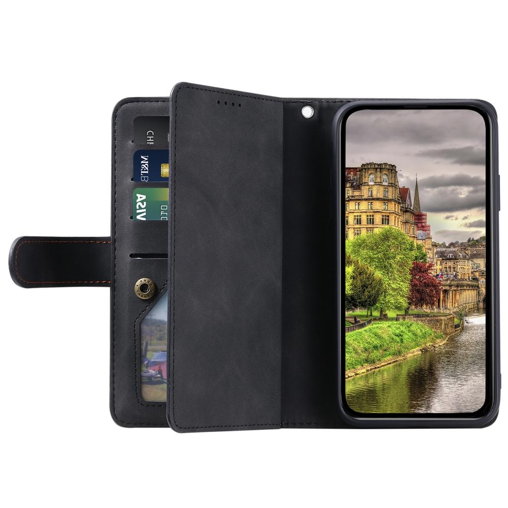 Etui na Xiaomi 15T Pro 9 slotów na karty Portfel na zamek Błyskawiczny Pokrowiec na Telefon ze Skóry PU z Paskiem na Nadgarstek