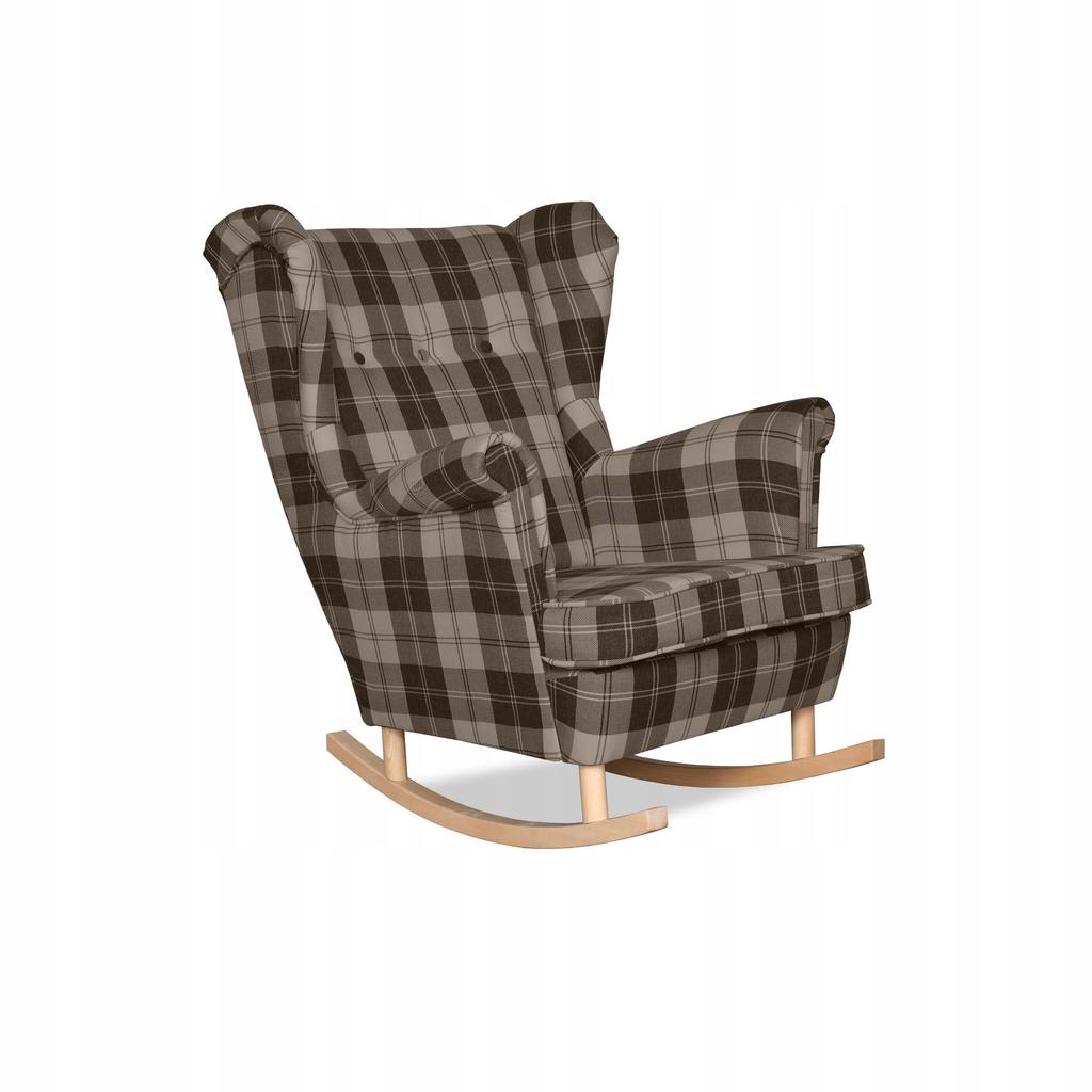 Fotel uszak Winston bujany skandynawski Family Meble krata brązowa