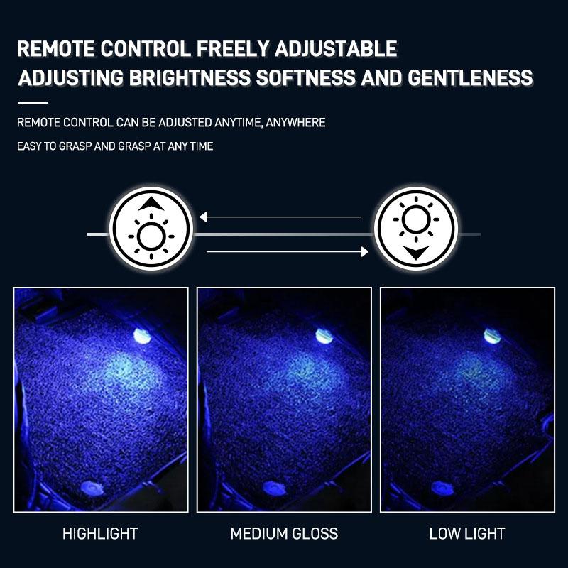 LED Car Interior Ambient Light Wireless Remote Control Adhesive RGB Car Roof Atmosphere Lamp Bicycle Tail Light Warning Lights
