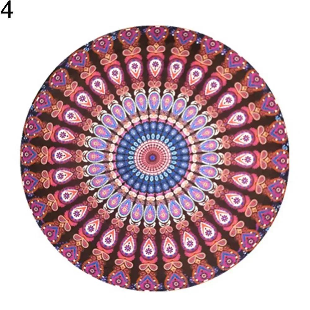 Grande Telo da Spiaggia Mandala per Adulti Sciarpa Rotonda Vintage in Chiffon Anti-sole Telo da Spiaggia Tappetino da Picnic per Yoga all'Aperto