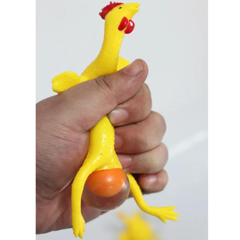 1pc Novelty Squeeze Chicken Keyring Toy Funny Antistress Chicken Laying Egg Surprise Squishy Toy for Kids Halloween Gadget