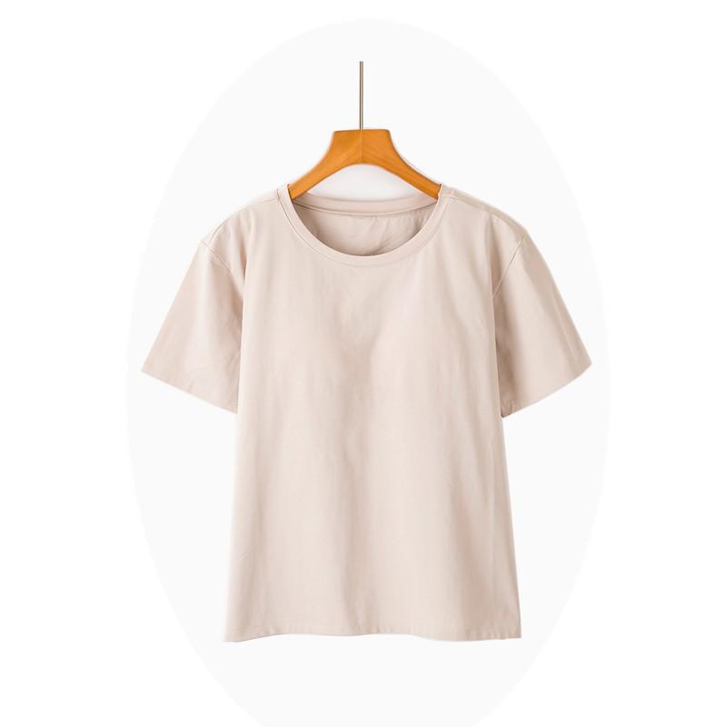 T-shirt da donna a maniche corte con reggiseno integrato, Top in cotone per il tempo libero per Primavera/Estate