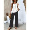 Women's Loose Fit Two Piece Outfit Sleeveless Tank Top High Waist Wide Leg Pants Set With 3D Abstract Print For Casual Summer Daily Wear
