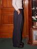 THE GREEN LAB Double Waist Striped Slacks [Navy]