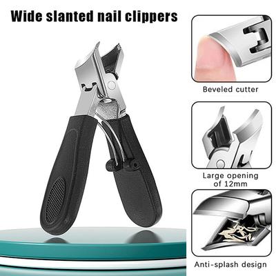 Cortauñas Ultra Afiladas Acero Inoxidable Abertura de Mandíbula Ancha Antisalpicaduras Recortadores de Uñas de Pies y Manos Para Mujer Hombre Herramienta de Manicura