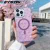 KEYSION Luxuxy Glitter Magnetic Phone Case for MagSafe for iPhone 12 13 14 Pro Max 14 Plus Soft TPU+PC Shockproof Back Cover