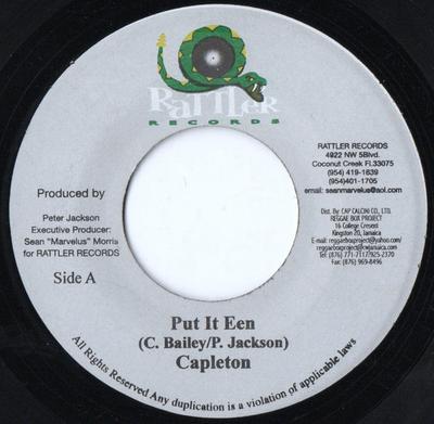 Disque 7 pouces CAPLETON / GOODES - Put It Een / Hate Mi NONE Rattler Records 2004 Jamaïque Reggae, Ska & Dub Occasion