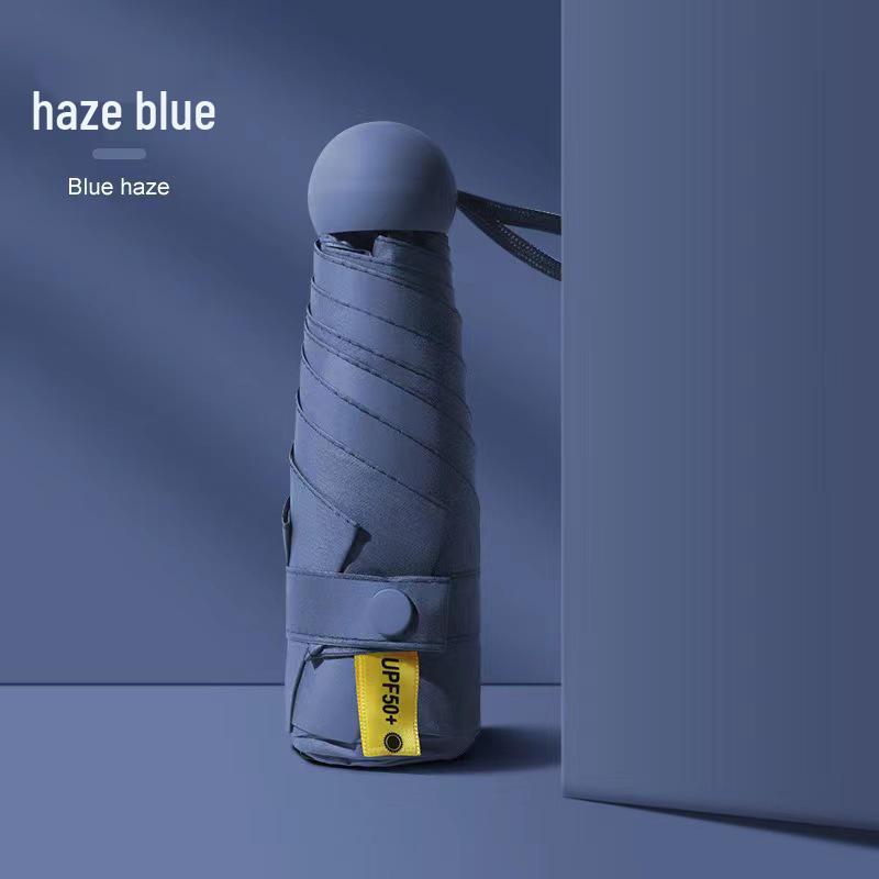 New Macaron Color Five-Fold Ultra-Light Sun Protection Compact Mini Umbrella with Buckle Handle