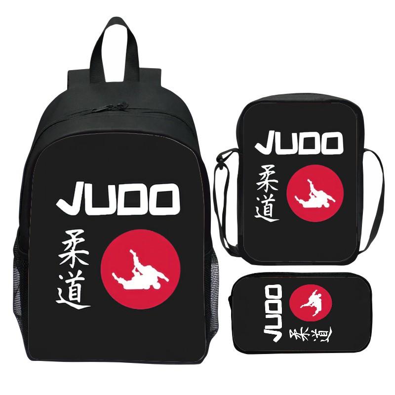 Nuovo zaino JUDO Judo stampato a 3 pezzi cartone animato karate casual leggero zaino per scuola elementare borsa a tracolla astuccio