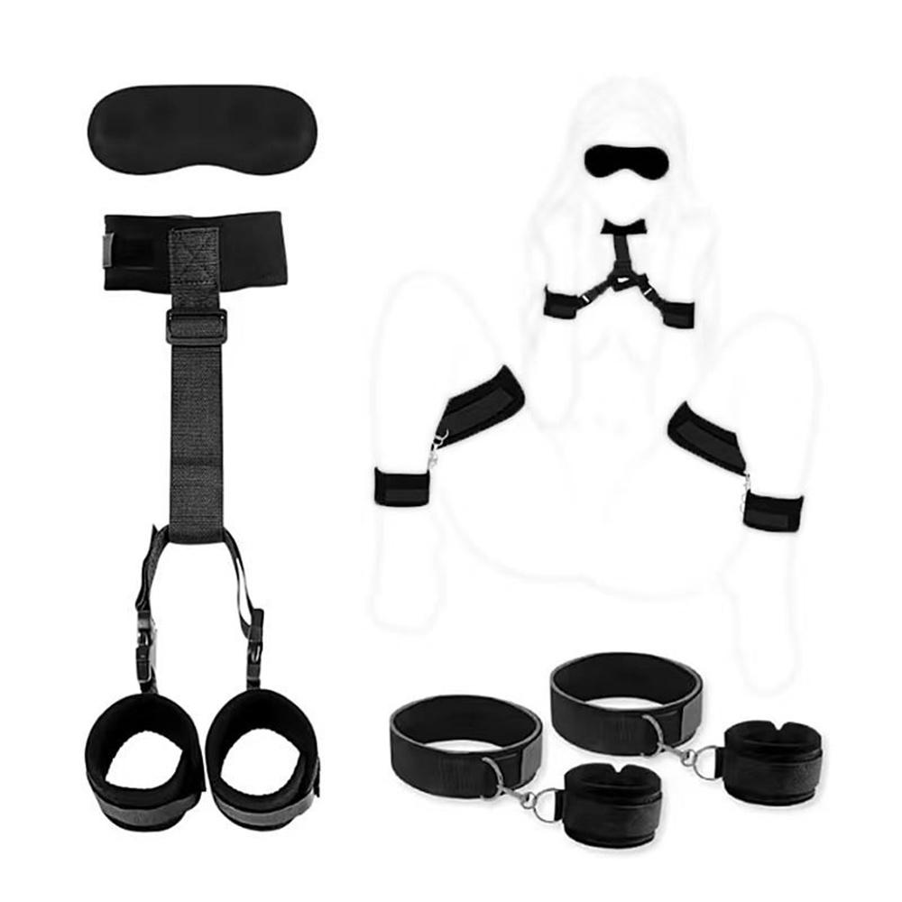 S&M Bed Bondage Ankle Collar Leather Restraint Set  Bondage Kits Erotic Toy Handcuffs Adult Game Sex Toys For Women Couples
