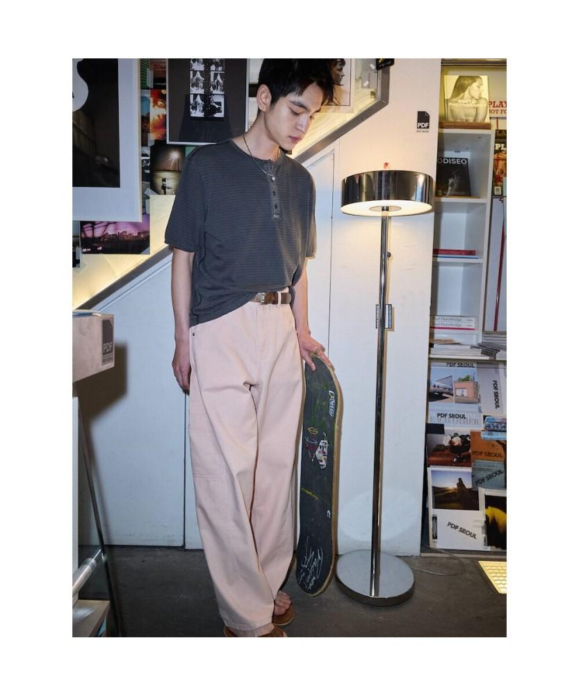 Saendeusaundeu (Unisex) Wide Balloon Fit Work Denim Pink