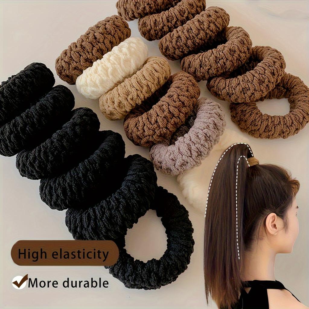 [10pcs Hair Ties] 10pcs High Elasticity Hair Ties | Durable Seamless Braided Ponytail Holders,Secure Ponytails, Everyday Hair Accessories,Knit Texture