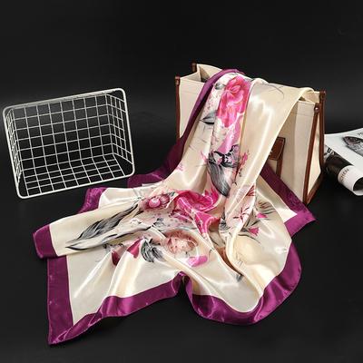 İlkbahar/Yaz Yeni Kadın İpek Eşarp 90*90cm Simüle İpek Twill Kare Eşarp Moda Baskılı Büyük Kare Eşarp Profesyonel Eşarp