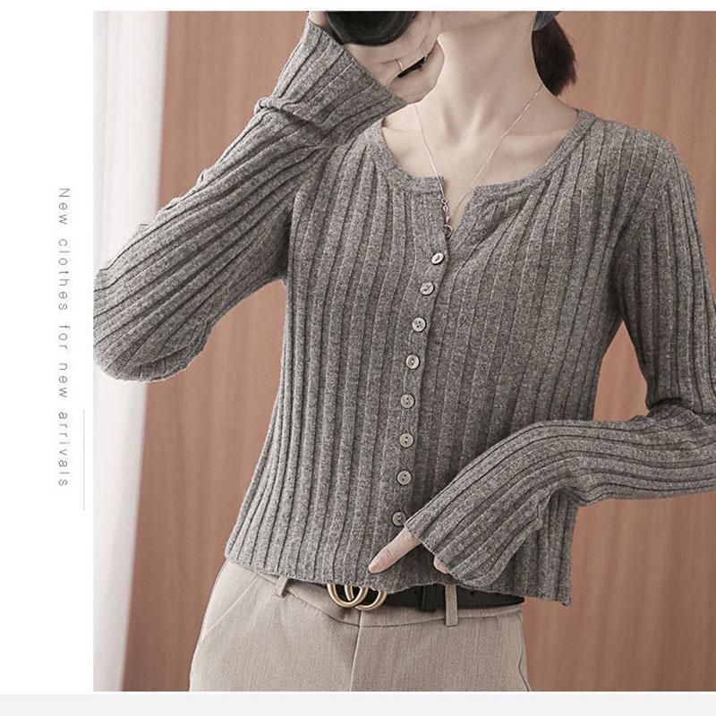 Spring and Autumn Female Cardigan Sweater Gentle Wind Thin Outer Long-sleeved Knitted Cardigan