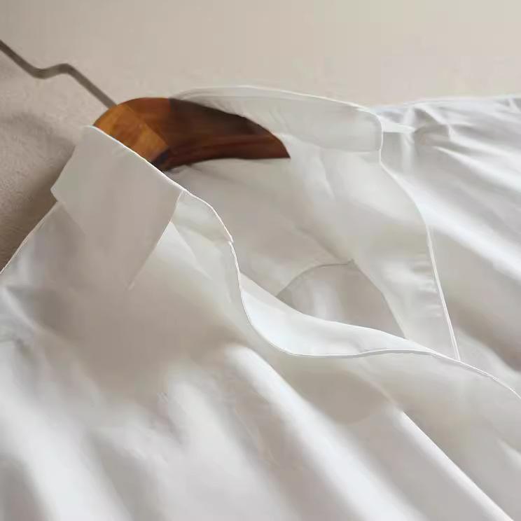 

Ретро Рубашка Шифоновая Рубашка с Коротким Рукавом Рубашка с Рюшами Свободная Повседневная Футболка S белый