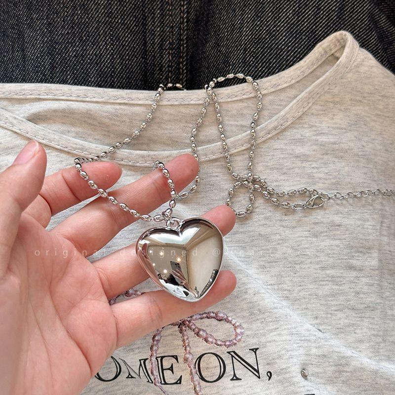 

Xiaozhong Blogger Style Metal Bead Women s Twin Necklace Heart necklace
