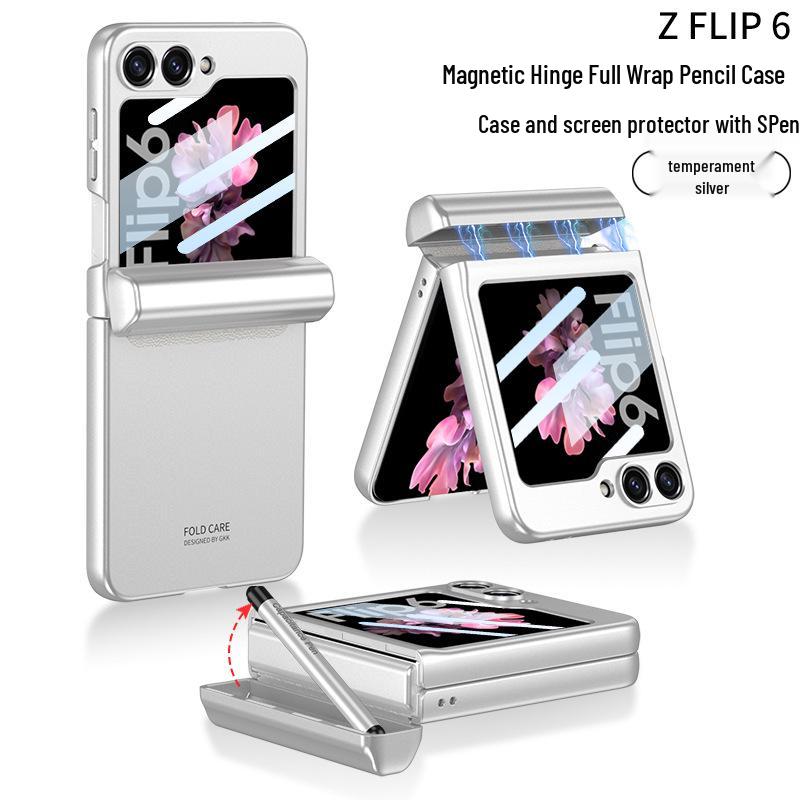 Samsung Z Flip6 Magnetic Pen Case: Stylish Holder with Foldable Screen Protection and Durable Hard Shell