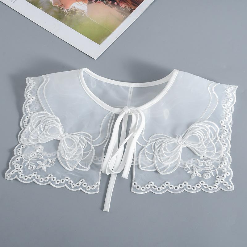 Fashion  Women Girls Lolita Doll Shawl Fake Collar Embroidery Necklace Lapel Blouse Shoulder Wrap Short Capelet False Collar