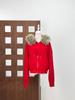 Niche Design 25 A/W New Three-Piece Set: Detachable Fur Collar Hoodie, Top Vest, and Bell Bottom Sweatpants.