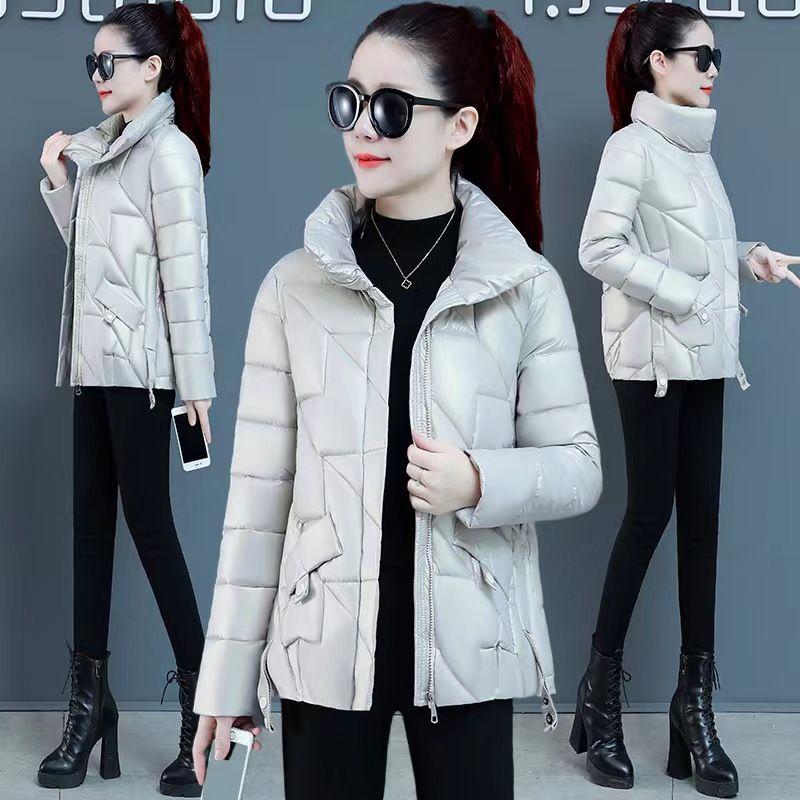 Geacă de Iarnă pentru Femei Modă Geacă Lucioasă Căptușită cu Bumbac Parka Dama Largă Scurtă Groasă Călduroasă Casual Haine Exterioare Dama