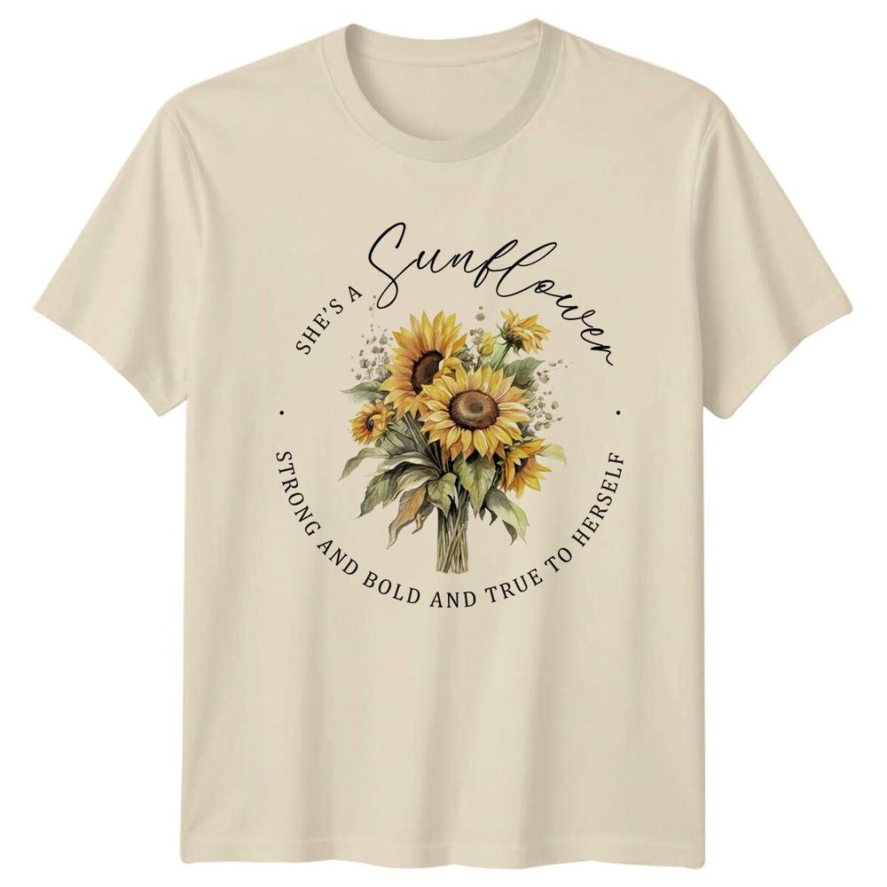 

Она подсолнух, сильная и смелая, графическая футболка с природой для женщин 2XL